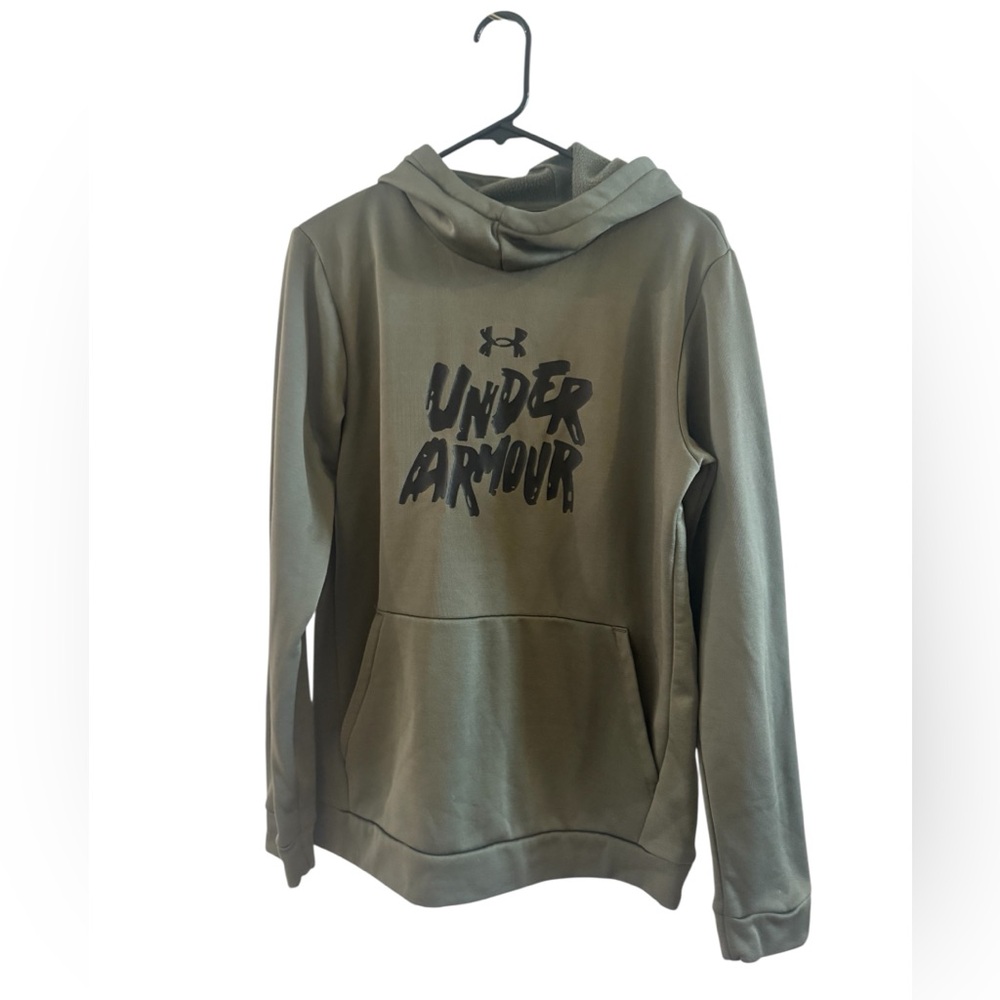 Under Armour Olive Hooded Pullover with Black Logo (BoysXL or Women’sS\M/Mens S)